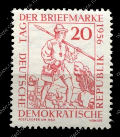 ГДР 1956 г. • Mi# 544 • 20 pf. • День почтовой марки • MNH OG VF
