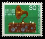 Германия • ФРГ 1973 г. • Mi# 786 • 30 pf. • 50-летие начала радиовещания в Германии • патефон • MNH OG XF+ ( кат.- €0.5 )