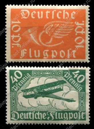 Германия 1919 г. • Mi# 111-2 • 10 и 40 pf. • авиапочта • полн. серия • MNH OG VF