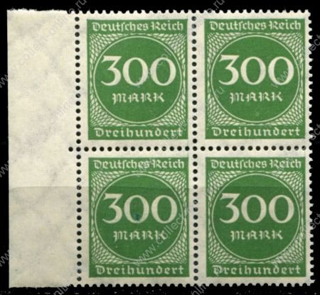 Германия 1923 г. • Mi# 270 • 300 марок • стандарт • кв. блок • MNH OG VF