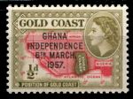 Гана 1957 г. • Gb# 170 • ½ d. • Провозглашение независимости • надпечатка • MNH OG XF
