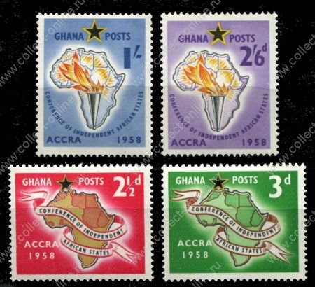 Гана 1958 г. • Gb# 189-92 • 2½ d. - 2s.6d. • 1-я конференция независимых стран Африки • полн.серия • MNH OG VF
