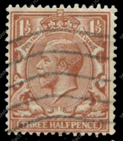 Великобритания 1924-1926 гг. • Gb# 420 • Георг V • 1 ½ d. • стандарт • Used F-VF ( кат.- £1.00 )