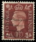 Великобритания 1937-1947 гг. • Gb# 464 • 1½ d. • Георг VI • стандарт • Used F-VF