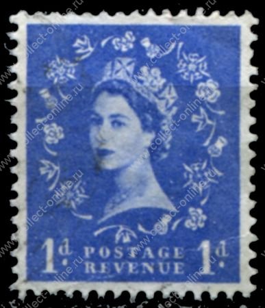 Великобритания 1958-65 гг. Gb# 571 • Елизавета II • 1d. • стандарт • Used VF-XF