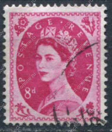 Великобритания 1958-65 гг. Gb# 581 • Елизавета II • 8d. • стандарт • Used VF-XF