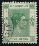 Гонконг 1938-1952 гг. • Gb# 143 • 5 c. • Георг VI • стандарт • Used F-VF
