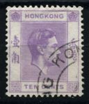 Гонконг 1938-1952 гг. • Gb# 145 • 10 c. • Георг VI • фиолет. (перф. - 14) • стандарт • Used F-VF