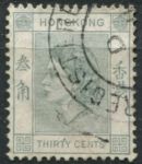 Гонконг 1954-1962 гг. • Gb# 183 • 30 c. • Елизавета II • серая • стандарт • Used VF