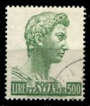 Италия 1955-1958 гг. • Sc# 690 • 500 L. • Св. Георгий (Донателло) • стандарт • Used F - VF