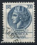 Италия 1968-76 гг. SC# 998U • 200 L. • "Италия", аверс древней монеты Сиракуз • стандарт • Used F - VF