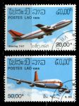 Лаос 1986 г. • SC# C120-1 (Mi# 920-1 ) • 20 и 50 k. • Гражданские самолеты • Боинг-747 и Ил-86 • авиапочта • полн. серия • Used(ФГ) XF ( кат.- $ 11,5 )