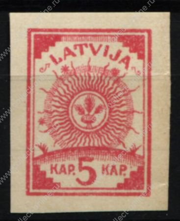 Латвия 1919 г. • Mi# 3B • 5 k. • на линованной бумаге (б.з.) • стандарт • MNH OG VF