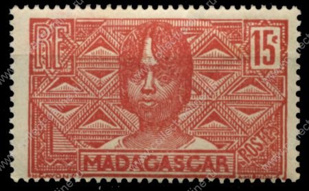Мадагаскар 1930 - 1938 гг. • Iv# 166 • 15 c. • осн. выпуск • девушка народа бецилео • MNH OG VF