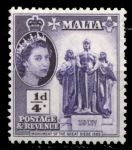 Мальта 1956-1958 гг. • Gb# 266 • ¼ d. • Елизавета II • основной выпуск • Памятник великой осаде • MNH OG VF