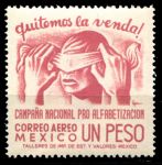 Мексика 1945 г. SC# C154 • 1 p. • Кампания за грамотность населения • авиапочта • MNH OG XF