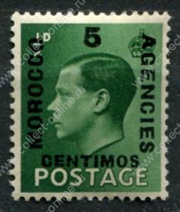 Марокко • Британский п.о. 1936 г. • GB# 160 • 5 с. • Эдуард VIII • надпечатки нов. номинала(исп.) • MNH OG VF