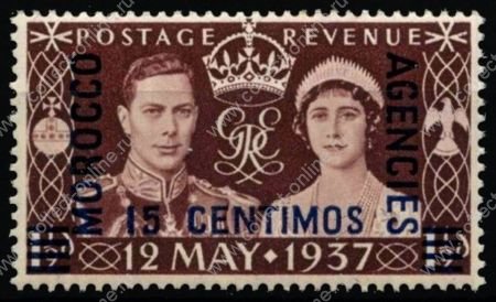Марокко • Британский п.о. 1937 г. • GB# 164 • 15 с. • Коронация Георга VI • MNH OG VF