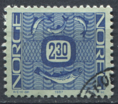 Норвегия 1986 - 1990 гг. • SC# 876 • 2.30 kr. • стандарт • рыбы • Used F-VF