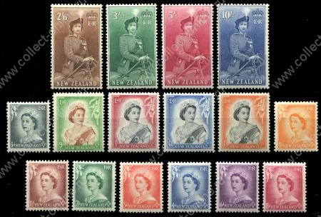 Новая Зеландия 1953-1959 г. • Gb# 723-6 • ½ d. - 10 sh. • Елизавета II • 1-й осн. выпуск • MNH OG XF • полн. серия ( кат. - £100 )