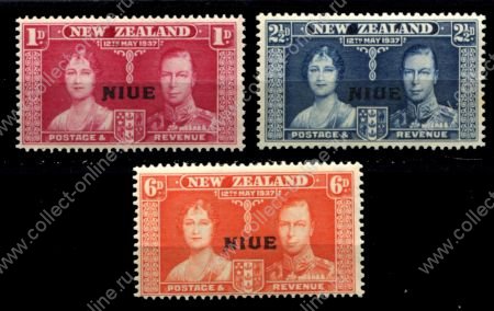Ниуэ 1937 г. • Gb# 72-74 • Коронация Георга VI • полн. серия • MNH OG VF