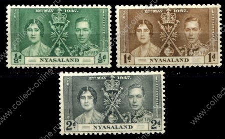 Ньясаленд 1937 г. • Gb# 127-129 • Коронация Георга VI • полн. серия • MNH OG VF