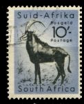 Южная Африка 1954 г. • GB# 164 • 10 sh. • Африканская фауна • антилопа • концовка серии • Used VF ( кат. - £5 )