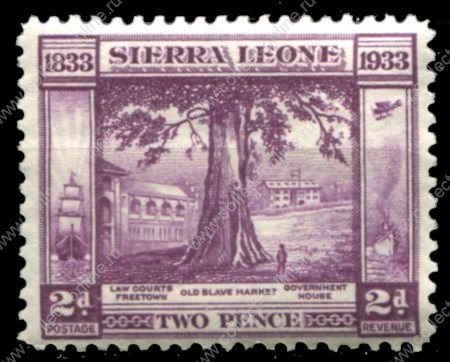 Сьерра-Леоне 1933 г. • Gb# 171 • 2 d. • 100-летие отмены рабства • старый невольничий рынок • MH OG VF