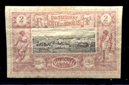 Берег Сомали 1894-1900 гг. • Iv# 7(Sc# 7) • 2 c. • осн. выпуск • вид Джибути • MH OG VF ( кат.- € 5 )