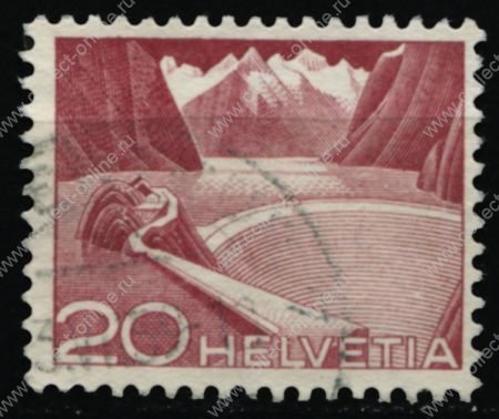 Швейцария 1949 г. Sc# 332 • 20 c. • горное водохранилище • стандарт • Used VF