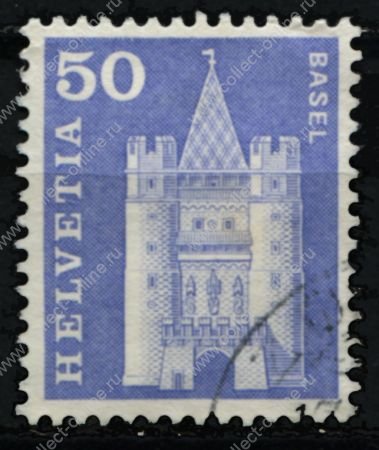 Швейцария 1960-3 гг. Sc# 390 • 50 c. • городские ворота Базеля • стандарт • Used VF