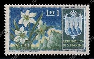 Сан-Марино 1953 г. • SC# 336 • 1 L. • Цветы • нарциссы • MNH OG VF