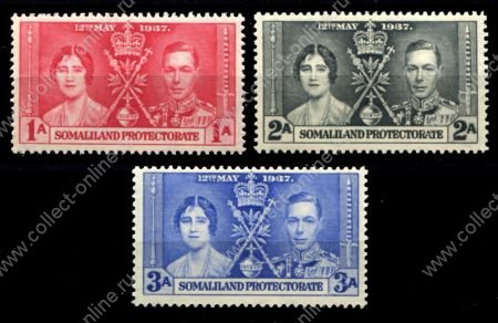 Сомалиленд 1937 г. • Gb# 90-92 • Коронация Георга VI • полн. серия • MNH OG VF