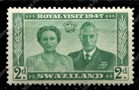 Свазиленд 1947 г. Gb# 43 • 2 d. • Королевский визит • Георг VI c супругой • MNH OG VF