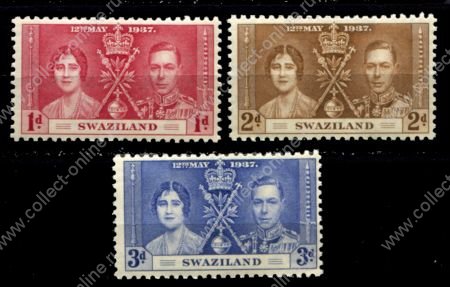 Свазиленд 1937 г. • Gb# 25-27 • Коронация Георга VI • полн. серия • MNH OG VF