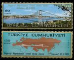 Турция 1970 г. • SC# 1830-1 • 60 и 130 k. • Начало строительства Босфорского моста • MNH OG XF • полн. серия