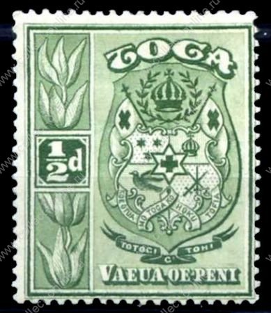 Тонга 1942-1949 гг. • GB# 74 • ½ d. • осн. выпуск • герб королевства • MNH OG VF