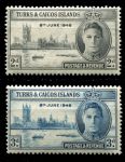 Теркс и Кайкос 1946 г. • Gb# 206-7 • 2 и 3 d. • Выпуск Победы • полн. серия • MNH OG VF