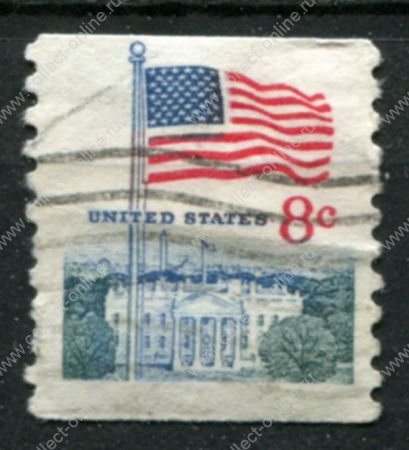 США 1968 г.(1971) • Sc# 1338G • 8 c. • флаг • из рулонов • стандарт • Used F-VF