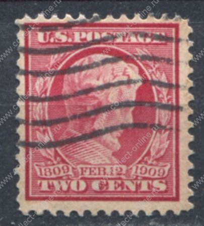 США 1909 г. • Sc# 367 • 2c. • Авраам Линкольн (100 лет со дня рождения) • Used F-VF