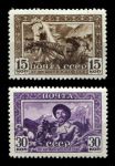 СССР 1941 г. • Сол# 798-799 • 15 и 30 коп. • Киргизская ССР • лин. • полн. серия • MNH OG VF