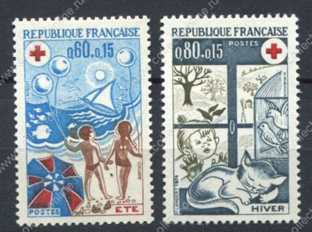 Франция 1974 г. • Mi# 1898-9(Sc# B479-80) • Времена года • полн. серия • MNH OG VF