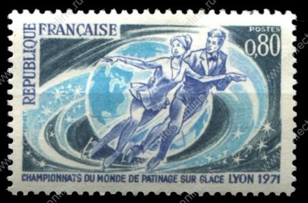 Франция 1971 г. • Mi# 1739 • 0.80 fr. • Фигурное катание, ЧМ • MNH OG VF