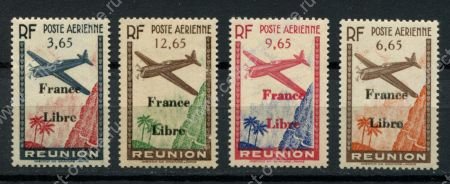 Реюньон 1943 г. • Iv# A24-27 • надпечатка "France Libre" • авиапочта • полн. серия • MNH! OG VF* ( кат.- €30+ )