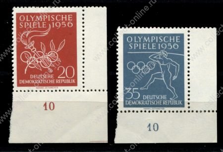 ГДР 1956 г. • Mi# 539-540 • 20 и 35 pf. • Летние Олимпийские Игры, Мельбурн • полн. серия • MNH OG XF+ ( кат. - €2 )