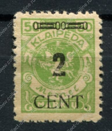 Мемель 1923 г. • Сол# 65 • 2 cent/50 M. • надпечатка нов. номинала • MH OG VF