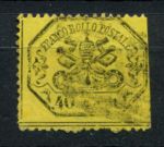 Римские государства 1868 г. • Mi# 24a • 40 c. • желтая бум. перф. 13 • MNG Used F ( кат. - €75 )
