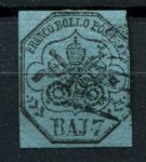 Римские государства 1852 г. • Mi# 8a • 7 b. • синяя бум. • Used VF ( кат. - €40 )