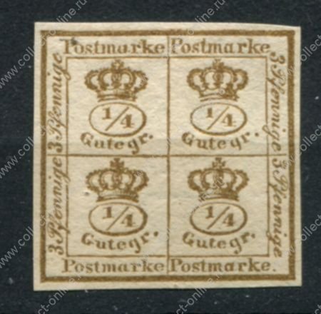 Брауншвейг 1857 • Mi# 9 I • 4/4 gr. 12 pf. • коричн • в.з. почтовый рожок • MNG VF
