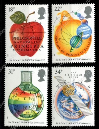 Великобритания 1987 г. • Sc# 1172-1175 • Исаак Ньютон, открытия • полн. серия • MNH OG VF